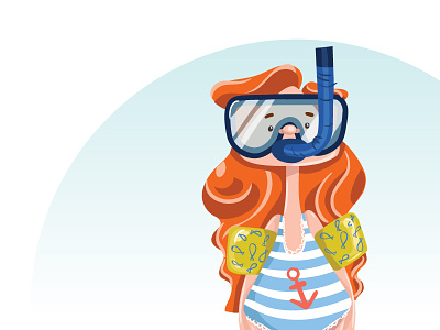 Scuba diver character design illustration summer vector