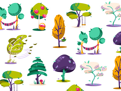 Decorative trees by Biliana Velikova for InkyDeals on Dribbble