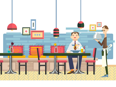 Snackin' adobe illustrator bar food illustration restaurant vector waiter web illustration