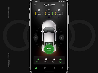 Audi R8 Concept App automotive car concept dashboard ios mobile navigation product ui ux vehicle