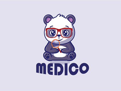 Panda Doctor branding design doctor effects elements graphic design illustration illustrator logo manifying glass medical panda science vector
