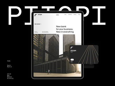 PITOPI app banking branding brutal card credit design finance landing ui ux vector web