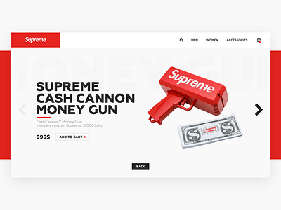 Supreme NY Product page brand cash ecommerce gun layout product shop sketch store supreme ui web