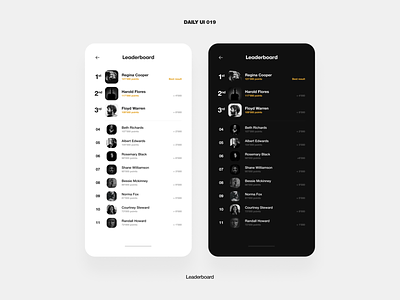 UI Challenge – Leaderboard app daily ui dailyui design game leaderboard list mobile ui ux