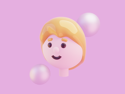 Character head illustration 3d character cute minimal person