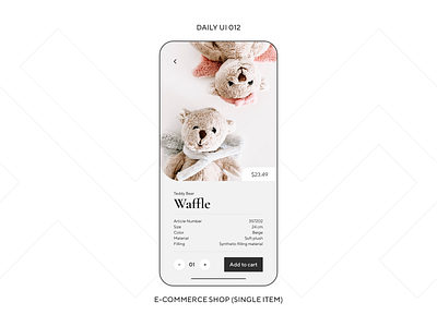 UI Challenge — E-Commerce Shop (Item) app daily ui daily ui 012 dailyui design gift market mobile phone shop store teddy bear ui ux