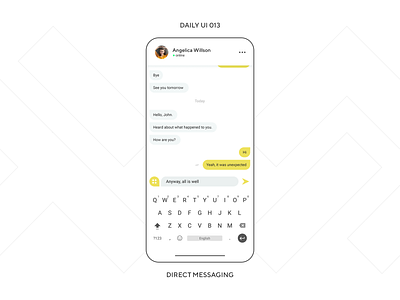 UI Challenge — Direct Messaging app chat daily ui daily ui 013 dailyui design message messenger minimalism mobile phone social ui ux
