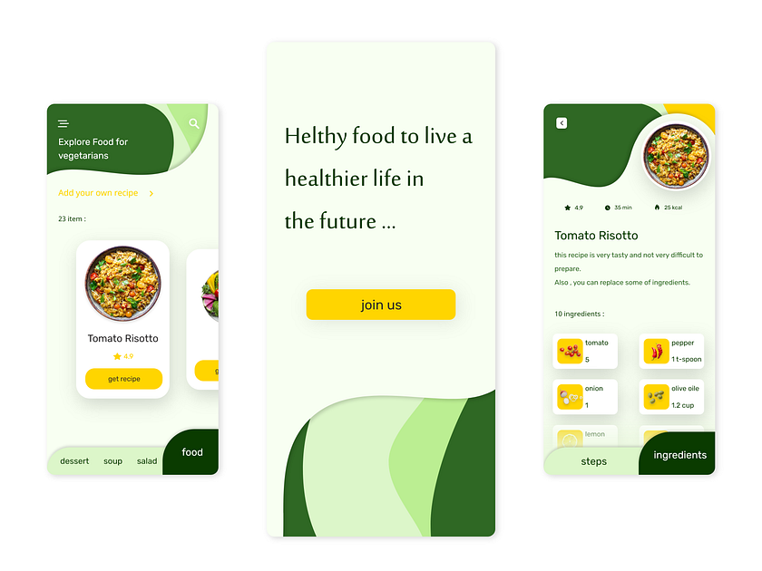 Vegetarian App Design designs, themes, templates and downloadable