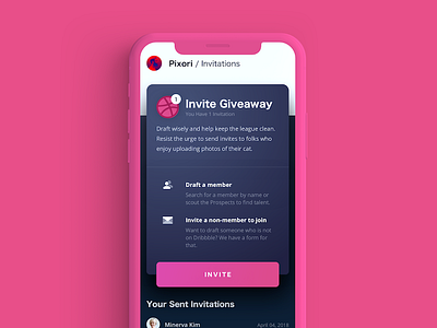 Dribbble Invite Giveaway draft dribbble free giveaway invitation invite mobile ticket