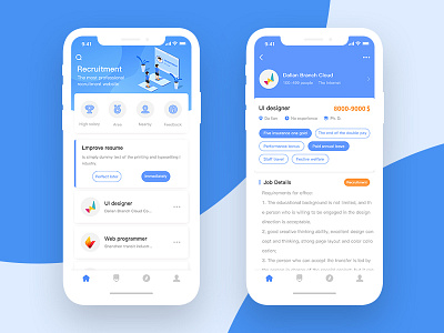 A hiring app app interface ps ui