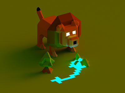 A lion in the savanna 3d character concept game light lion play render savanna voxel voxelart