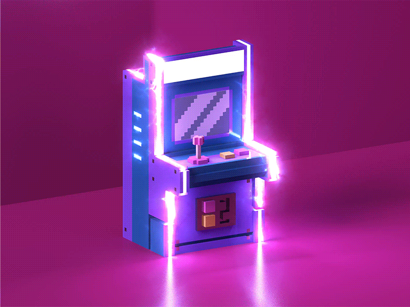 Glow animated low poly arcade machine 3d animated arcade arcade game arcage machine gif glow isometric low poly model motion neon retro voxel