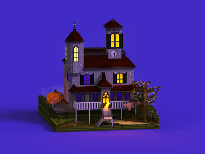 Spooky House 3d creepy fear fear house halloween horror house isometric paranormal pumpkin spooky villas voxel voxel art