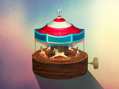 Funfair toy 3d carousel funfair horse illustration isometric old photoshop toy wood