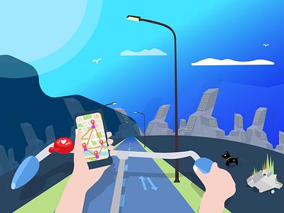 App of The Day / illustration adobe app store art bike city dog illustration illustrator ride road sketch
