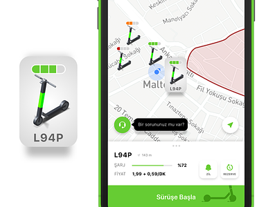 Martı App Redesign iOS App / Brand 3d application e-scooter electricity ios ios app lime martı redesign rent rental app scooter scooters ui