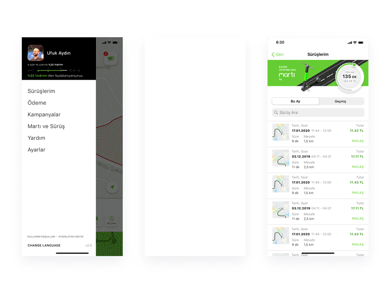 Martı App Redesign iOS App / Brand / 2 animation app branding design electric scooter electricy gif icon illustration ios logo martı rental rental app scooter scooters splash splash page ui ux