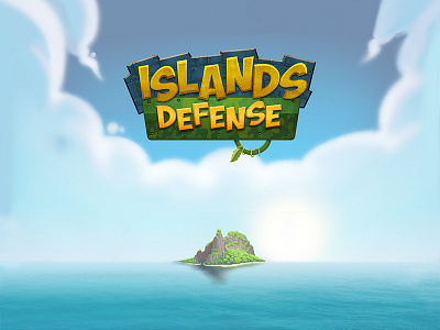 Islands defense game landingpage logo title