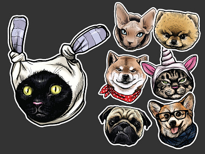 Sticker set art cat design graphic design illustration nft sticker