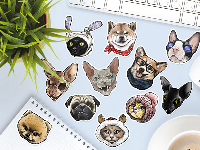 Stickers art branding cat design graphic design illustration logo nft sticker stickers ui