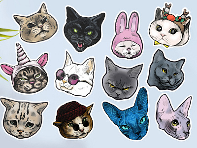 Stickers art branding cat design graphic design illustration logo nft sticker