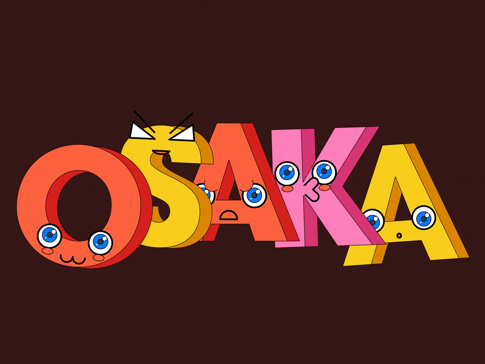 Osaka desu! canada characterdesign flat design gif illustration japan kinetic type montreal osaka type vector