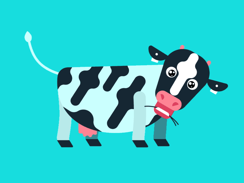Cray Cow 01 character animation flat design gif illustration loop