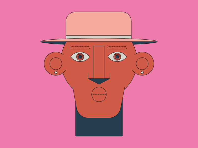 Pharrell character animation characterdesign flat design flatdesign gif illustration loop montreal vector