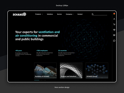 Hero section design for Schako Group design figma hero ui website