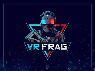 VR Frag 99designs butryk design games logo logo mascot logodesign soldier team virtual reality vr