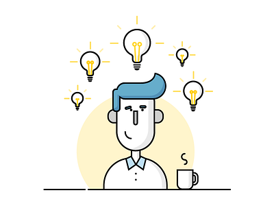 Rules for Ideation - Quantity over quality coffee idea light bulb mug person