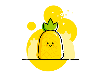 Paul the Pineapple cute fruit illustration line pineapple yellow