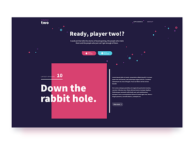 Ready Player Two! landing page podcast space ui design web design