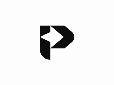 P + arrow accountancy arrow bold branding clean forward geometric letter lettermark logo logomark modern monogram p progress simple symbol