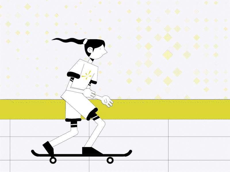 IUD - Skate scene 2d animation branding design flat graphic design illustration kyleena logo motion motion graphics styleframe ui ux vector