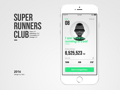 Super runners club concept design app china club concept excitation green run runners running sport ui