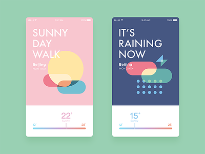 Weather Concept Design app cloud drizzle icon iphone rain snow sun sunset temperature weather wind