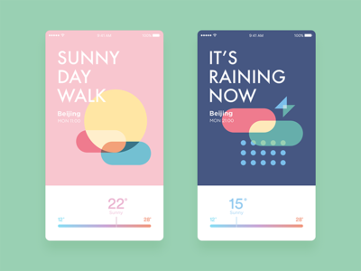 Weather Concept Design app cloud drizzle icon iphone rain snow sun sunset temperature weather wind