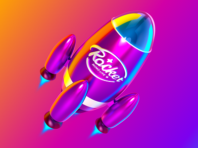 Rocket 3d flight gradient icon illustration launch logo mark pink rocket ui ux