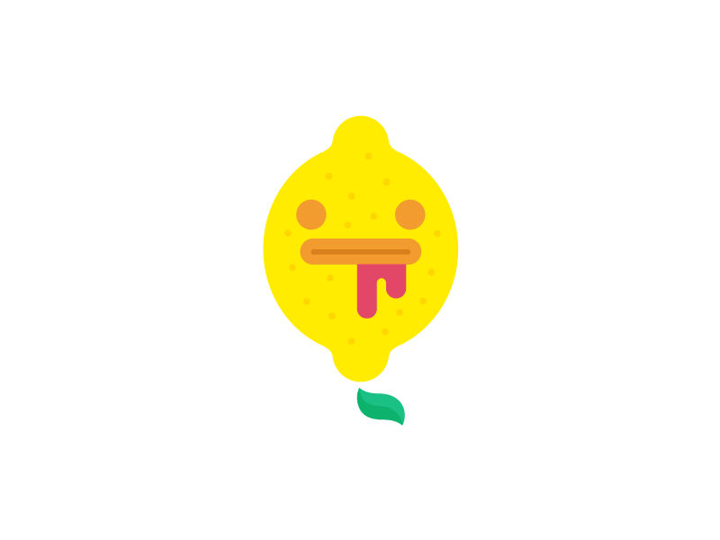 LeMonster character lemon yellow raspberry citrus face logo blood leaf lemonade pink monster