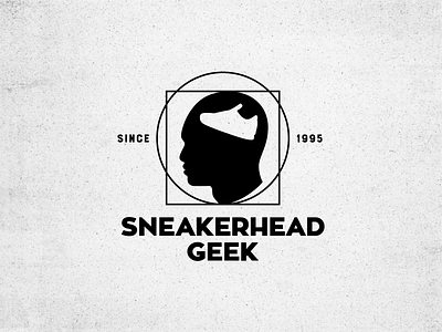Sneakerhead Geek Logo black da vinci face geek head logo person profile retro shoes sneaker stamp