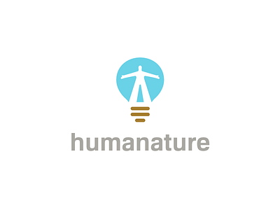 Humanature blue brown human humanity icon idea land light bulb logo marketing sky solution