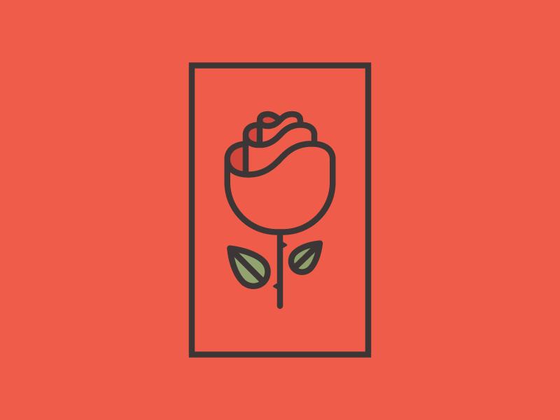 Simple Rose leaf nature design line vector icon simple illustration logo rose flower red