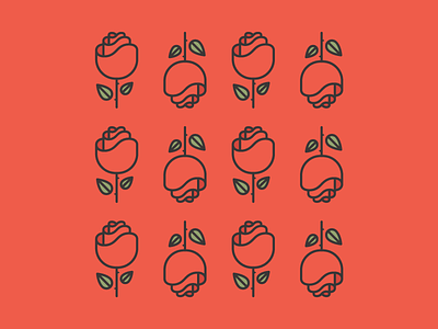 One Dozen Roses design flower icon illustration leaf line logo nature red rose simple vector