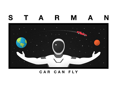 Starman art astronaut black car character clean earth elonmusk illustration mars space starman