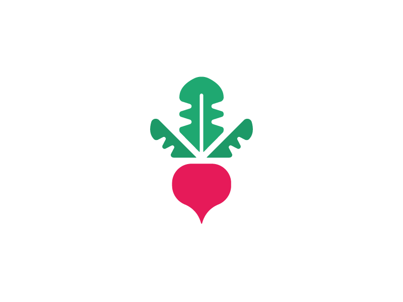 Beet minimal flat branding design fresh leaf red golden ratio green pink illustration simple veggie icon logo beet