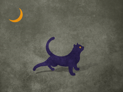 Cat cat eye illustration moon night purple stretching weird yellow