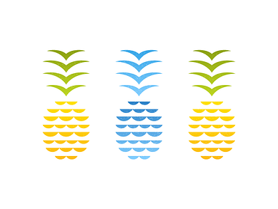 Pineapples = Waves + Seagulls blue design fruit hawaii illustration ocean pineapple seagull simple tropical vector wave yellow