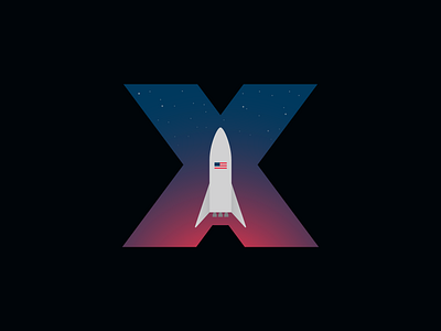 SpaceX 'Starship' Hopper Logo american flag blue branding icon illustration logo red rocket sapcex simple sky space stars typography vector x