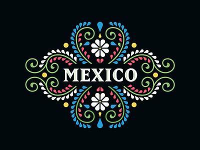 Mexican Folk Pattern black branding design floral folk icon illustration leaf logo mexican mexico ornament ornaments pattern simple spanish typogaphy vector